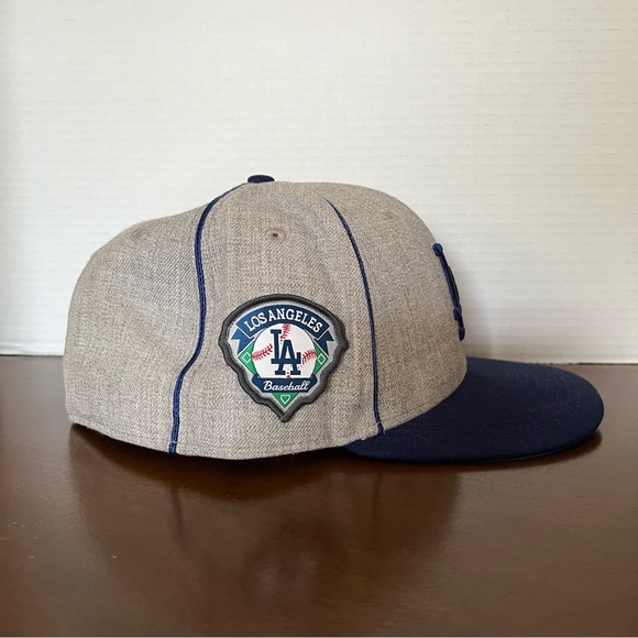 NEW ERA LOS ANGELES DODGERS MENS GREY HEATHER PATCH 59FIFTY FITTED HAT sz 8 - Picture 3 of 7